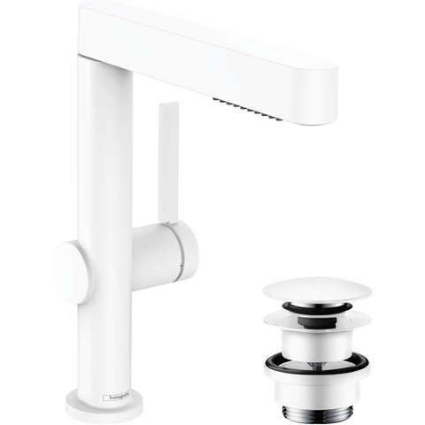 Hansgrohe Finoris Wastafelkraan - 230 - 2jet - met uittrekbare vuistdouche plug - mat wit SW651588