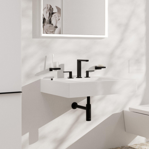 Hansgrohe Tecturis E 3-gats wastafelkraan - 150 met PushOpen - waste set - mat zwart SW918501