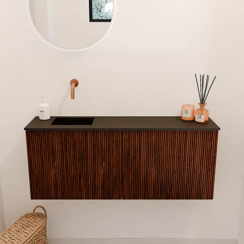 Mondiaz JOYA 100cm meuble de toilette - couleur Ruby - Vasque FAYE position Gauche Sans trou de robinet couleur Urban SW1421806