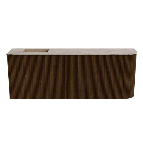 Mondiaz JOYA-DLUX 111.6cm toiletmeubel - ronding rechts kleur Walnut - Wastafel FAYE positie Links 1 kraangat kleur Arena. SW1424366