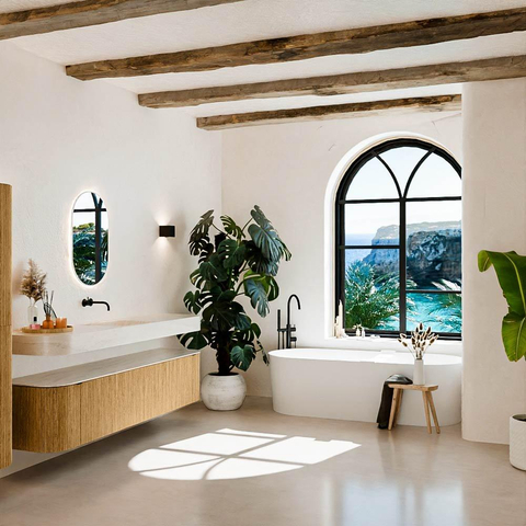 MONDIAZ THOR-DLUX 200cm meuble de salle de bains arrondi gauche + droite couleur Oak avec 2 tiroirs et 2 portes. Vasque suspendue CLOUD Centre sans trou de robinet couleur Meli. SW1467092