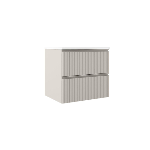 Saniclass Prime Blend Wastafelonderkast - 60x55x45.9cm - 2 lades - geintegreerde greep - MDF - mat cotton (beige) SW892638