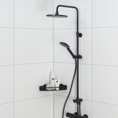 Tiger Tyne regendoucheset zonder kraan – Ø22,5 cm hoofddouche – glijstang met omstel – handdouche met slang – mat zwart SW544593