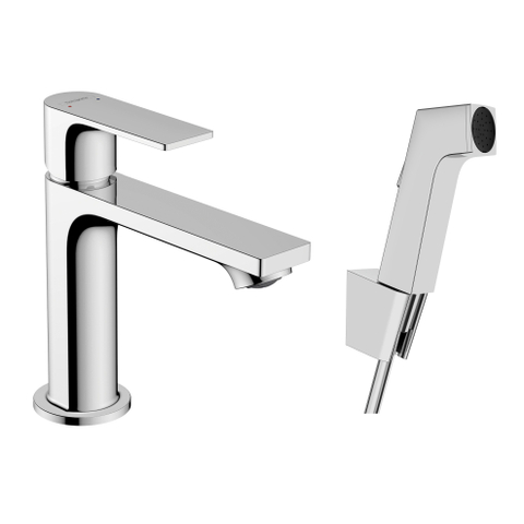 Hansgrohe Rebris e 1 greeps wastafelkraan - 110 bidette - handdouche en doucheslang - 160cm - zonder afvoer - hoogglans chroom SW796589