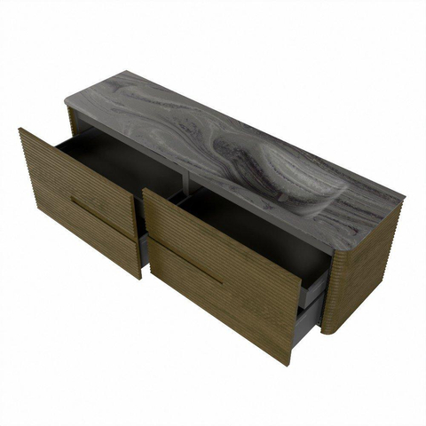 Mondiaz CIRO-DLUX Meuble de salle de bains - 170x45x50cm - Plan vasque en solid surface Sombra - 1 vasque à droite - 1 trou de robinet - 4 tiroirs - Dusk SW1533418