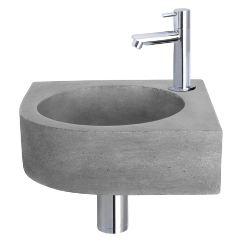 Differnz Cleo pack lave-mains d'angle – 31,5 x 31,5 x 10 cm – béton gris – robinet droit chromé SW373183