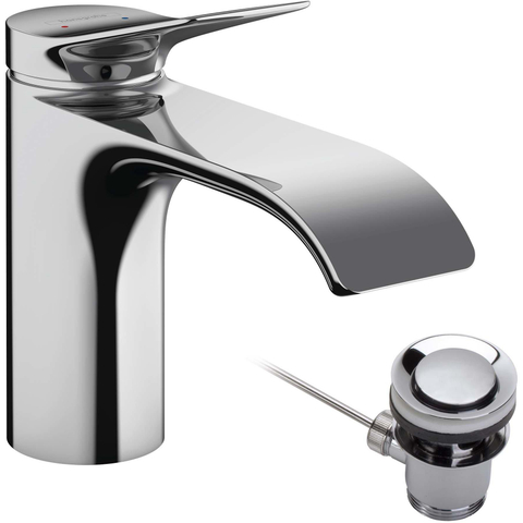 Hansgrohe VIVENIS 1 greeps wastafelkraan - 80 met trekwaste - hoogglans chroom SW642481