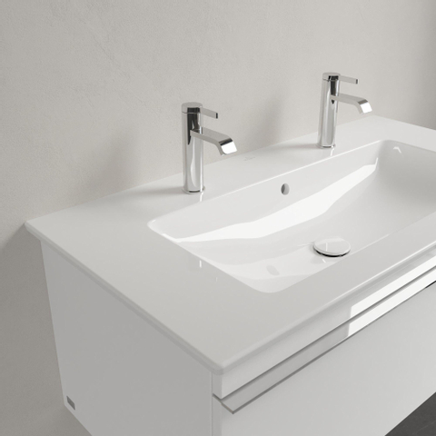 Villeroy & Boch venticello Meubelwastafel wasbak midden - 2 kraangaten - 100x50cm overloop CeramicPlus - White Alpine (glans wit) 1025117