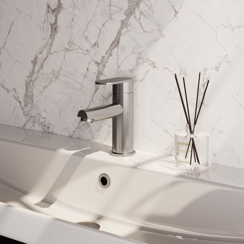 Brauer Brushed Edition wastafelkraan - model C - opbouw - laag - PVD - geborsteld rvs SW374362