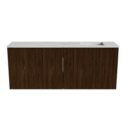 Mondiaz JOYA-DLUX 100cm meuble de salle de bains - couleur Walnut - Vasque FAYE position Droite Sans trou de robinet couleur Opalo. SW1422516