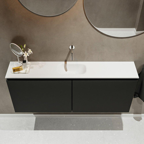 MONDIAZ TURE Toiletmeubel 120x23x50cm met 0 kraangaten 2 deuren urban mat Wastafel Eden midden Solid Surface Wit SW474936