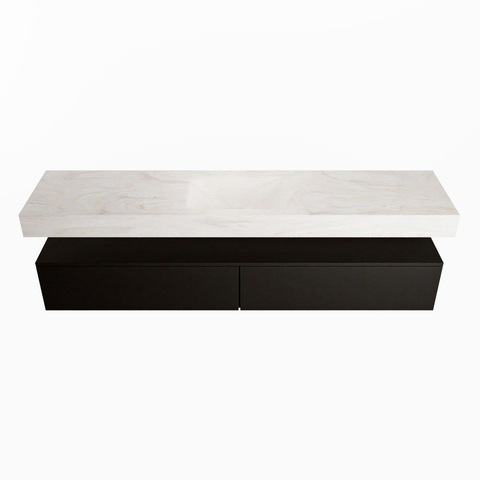 Mondiaz ALAN-DLUX Ensemble de meuble - 200cm - meuble Urban mat - 2 tiroirs - Lavabo Cloud Ostra suspendu - vasque Centre - 0 trous de robinet SW807415