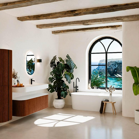 MONDIAZ THOR 140cm meuble de salle de bains arrondi gauche + droite couleur Ruby avec 1 tiroir et 2 portes. Vasque suspendue CLOUD Droite 1 trou de robinet couleur Talc. SW1464211
