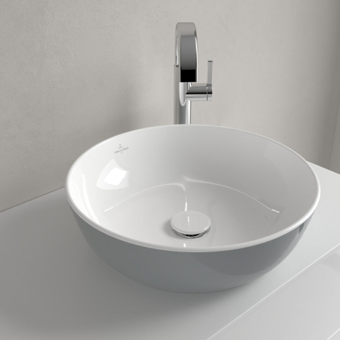 Villeroy & Boch Artis opzetwastafel - 43x43cm - zonder kraangat - zonder overloop CeramicPlus - French Linen (glans grijs) SW68816