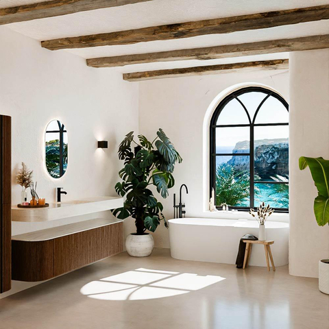 MONDIAZ THOR-DLUX 190cm meuble de salle de bains arrondi gauche + droite couleur Walnut avec 2 tiroirs et 2 portes. Vasque suspendue CLOUD Milieu 1 trou de robinet couleur Meli. SW1466648