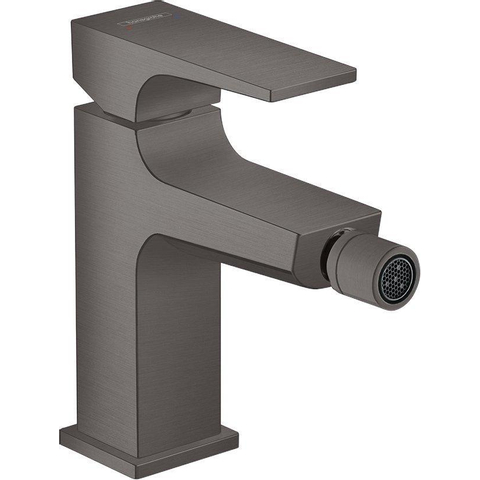 Hansgrohe Metropol 1-gats bidetkraan - 100 met push open waste - met voorsprong uitloop 12.9cm - hoogglans zwart chroom SW358666