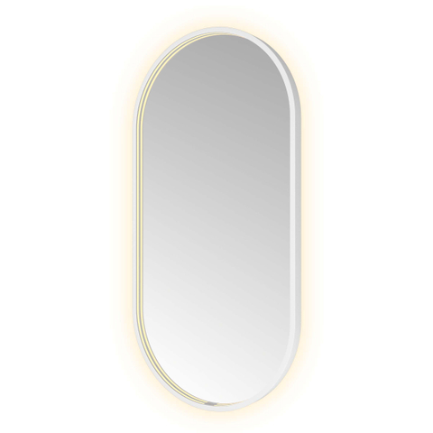 Hotbath &MORE Spiegel Oval - 50x100cm - direct en indirect LED - spiegelverwarming - dimbaar - met afstandsbediening - mat wit SW1245614