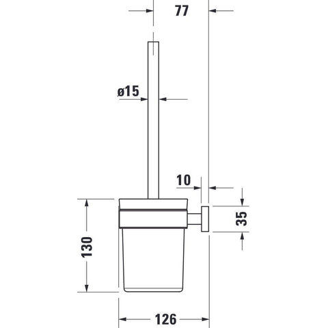 Duravit Karree Closetborstelgarnituur - met matglas wandmodel - hoogglans chroom SW55122