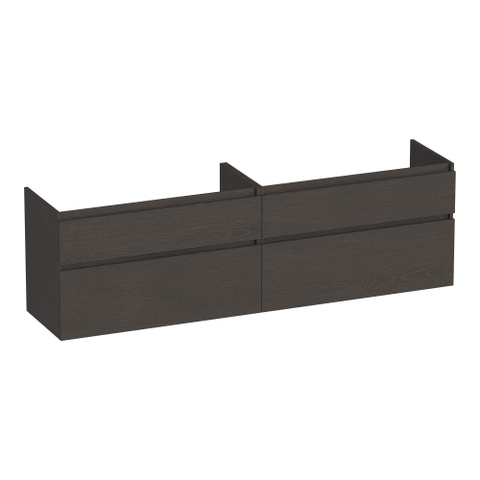 BRAUER Delight meuble sous-lavabo - 160x46x60cm - 4 tiroirs softclose - sans poignées - 2 découpes pour siphon - Timber Anthracite SW1199366