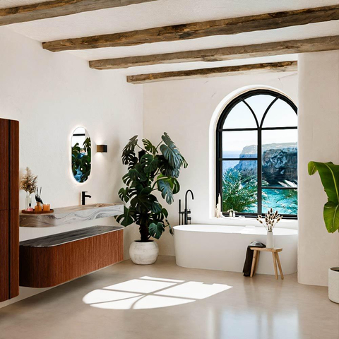 MONDIAZ THOR-DLUX 170cm badmeubel ronding links + rechts kleur Ruby met 1 lade en 2 deuren. Vrijhangende wastafel CLOUD Rechts 1 kraangat kleur Sombra. SW1465861
