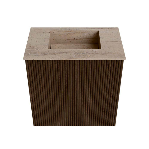 Mondiaz JOYA-DLUX 40cm toiletmeubel - kleur Walnut - Wastafel FAYE positie Midden Zonder kraangat kleur Saba. SW1424627