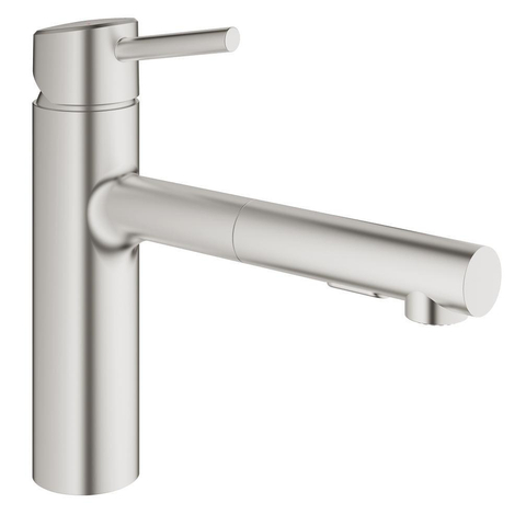 Grohe Concetto Keukenkraan - uittrekbare uitloop - 2 straalsoorten - Brushed Supersteel (RVS) 0467944
