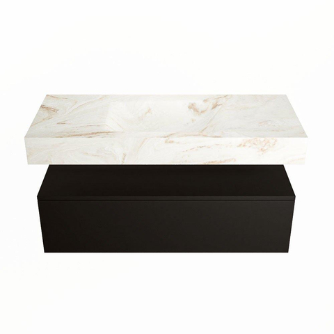 Mondiaz ALAN-DLUX Ensemble de meuble - 110cm - meuble Urban mat - 1 tiroir - Lavabo Cloud Frappe suspendu - vasque Centre - 1 trou de robinet SW804700