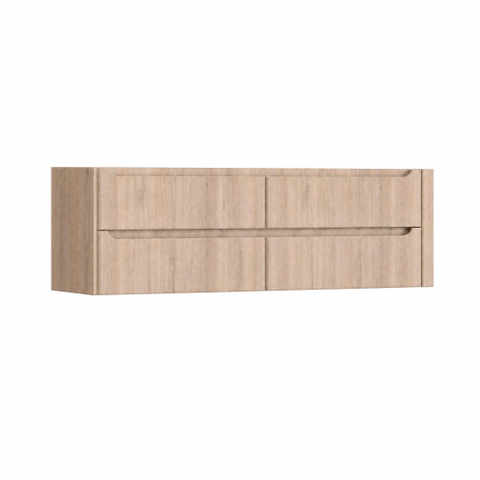 H&R Badmeubelen Juice Wastafelonderkast - 160x45x50cm - rechterhoek afgerond - 4 lades - geïntegreerde greep - Rockford oak SW1491137