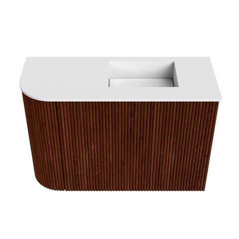Mondiaz JOYA 61.6cm toiletmeubel - ronding links kleur Ruby - Wastafel FAYE positie Rechts 1 kraangat kleur Talc. SW1421808