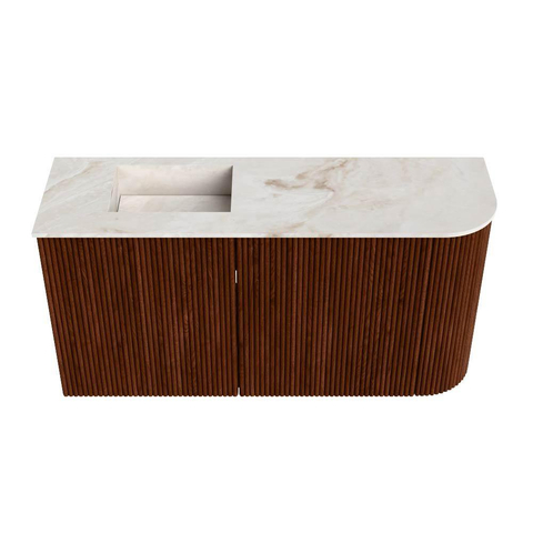 Mondiaz JOYA-DLUX 81.6cm toiletmeubel - ronding rechts kleur Ruby - Wastafel FAYE positie Links 1 kraangat kleur Frappe. SW1423489