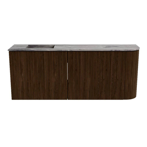 Mondiaz JOYA-DLUX 101.6cm toiletmeubel - ronding rechts kleur Walnut - Wastafel FAYE positie Links 1 kraangat kleur Sombra. SW1424757