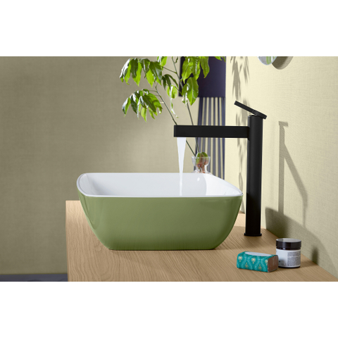 Villeroy & Boch Dawn 1 greeps wastafelkraan verhoogd - zonder pop up afvoergarnituur - mat zwart SW974135