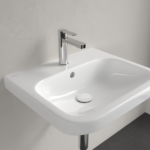 Villeroy & Boch Architectura wastafel onderzijde - geslepen - 55x47cm - met kraangat - met overloop - White Alpine (glans wit) 1025270