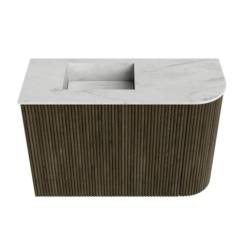 Mondiaz JOYA-DLUX 61.6cm toiletmeubel - ronding rechts kleur Shadow - Wastafel FAYE positie Links 1 kraangat kleur Opalo. SW1422915