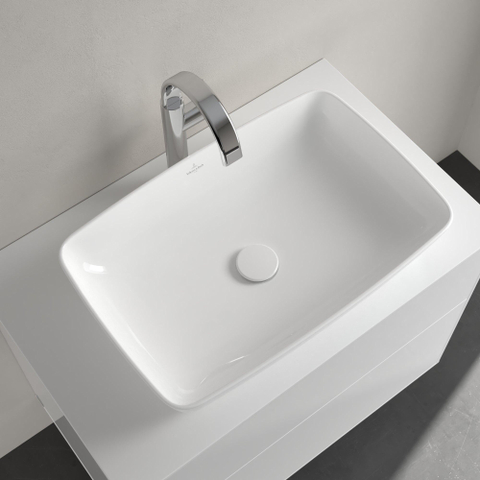Villeroy & Boch Artis opzetwastafel - 58x38cm - zonder kraangat - zonder overloop - White Alpine (glans wit) 1025296