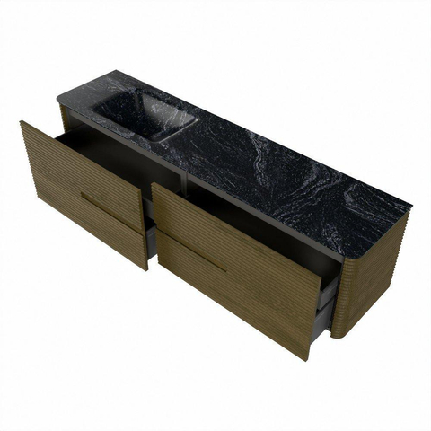 Mondiaz CIRO-DLUX Ensemble de meubles de salle de bains - 190x45x50cm - Lavabo solid surface Lava - 1 vasque à gauche - 1 trou de robinet - 4 tiroirs - Dusk SW1533067