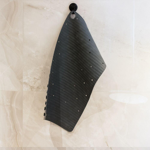 Sealskin Ribb Badmat - 40x70cm - Antislip - inclusief - zwarte haak - Antraciet SW1421060