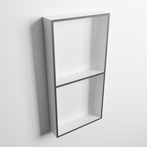 Mondiaz Easy nis 29.5x59.5x8cm voor Inbouw/opbouw 2 open vakken Solid surface Talc/DarkGrey SW643750