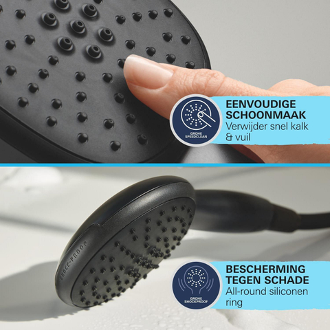 Grohe Vitalio Start 110 Glijstangset - 90cm - ronde handdouche - met 2 straalsoorten - gladde doucheslang - matte black (mat zwart) SW1126916