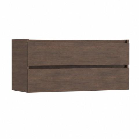 HR Badmeubelen wastafelkast - 2 laden - greeploos met greeplijst in kleur meubel - dubbele sifonuitsparing - 120x55x45cm - smoke brown SW1325350