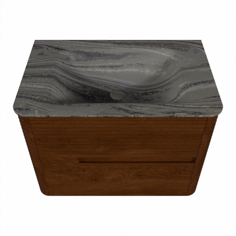 Mondiaz CIRO-DLUX Badkamermeubelset - 70x45x50cm - Solid surface wastafel Sombra - 1 wasbak Midden - zonder kraangaten - 2 lades - Ruby SW1531926