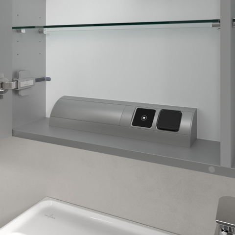 Villeroy & Boch my view 14 My View spiegelkast - met 2 deuren - met geïntegreerde LED verlichting verticaal - 100x75x17.3cm - zilver 1024981