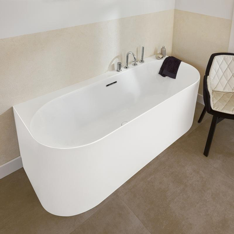 Villeroy & Boch Loop & Friends half - vrijstaand bad - 180x80cm Acryl - Stone White (mat wit) SW762356