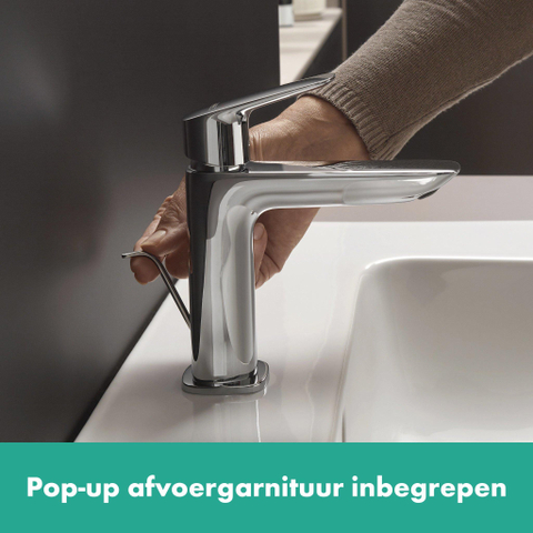 Hansgrohe Logis Eengreepswastafelmengkraan - 110 Fine - met lediging - met trekstang - hoogglans chroom SW651360