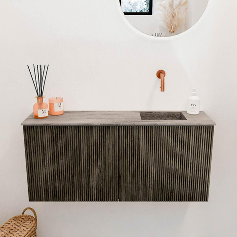 Mondiaz JOYA-DLUX 90cm meuble de toilette - couleur Shadow - Vasque FAYE position Droite Sans trou de robinet couleur Oza. SW1425050