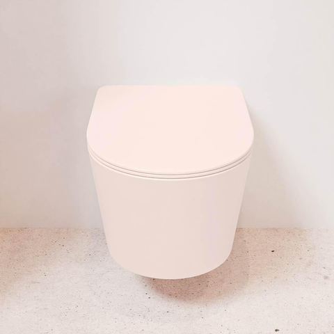 Mondiaz LAVIE hangtoilet – spoelrandloos – 36 x 53 cm – met softclose zitting – Rosee (roze) SW1189079
