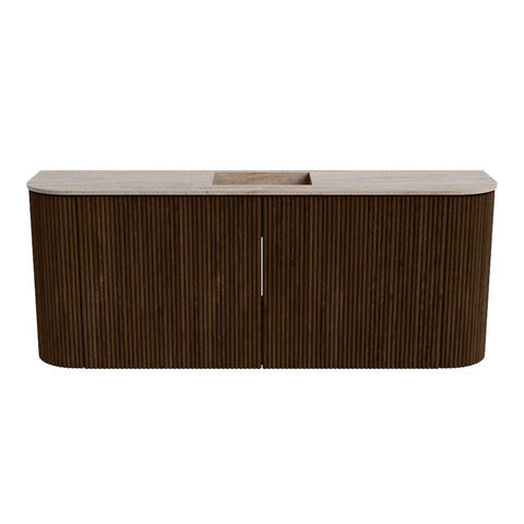 Mondiaz JOYA-DLUX 103.2cm toiletmeubel - ronding links en rechts kleur Walnut - Wastafel FAYE positie Midden 1 kraangat kleur Saba. SW1424707