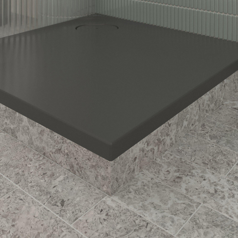 Villeroy & Boch Ecora douchebak - 80x80x3.5cm - hoekafvoer - anthracite (antraciet) SW1558888