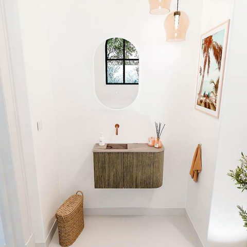 Mondiaz JOYA-DLUX 71.6cm toiletmeubel - ronding rechts kleur Dusk - Wastafel FAYE positie Links Zonder kraangat kleur Arena. SW1425766