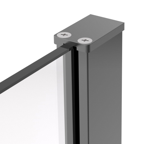 Fortifura Galeria Paroi de douche à l'italienne - 110x200cm - paroi en verre arrondie - verre transparent - barre de fixation murale - gunmetal brossé PVD SW1420232